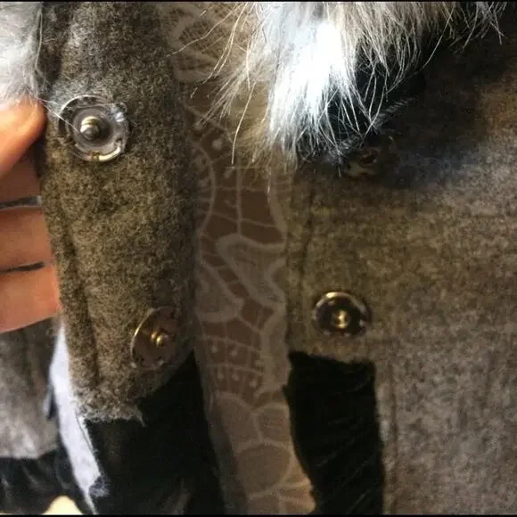 Vintage 2000s Roz & Ali Gray Faux Fur Collar Wool Blazer NWT size small - Picture 9 of 14